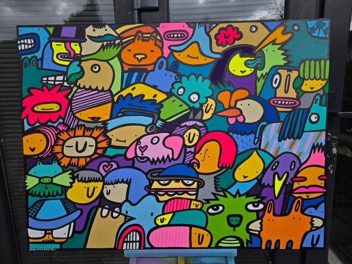 Kev Munday - People in the Streets, Antiquités & Art, Art | Peinture | Moderne