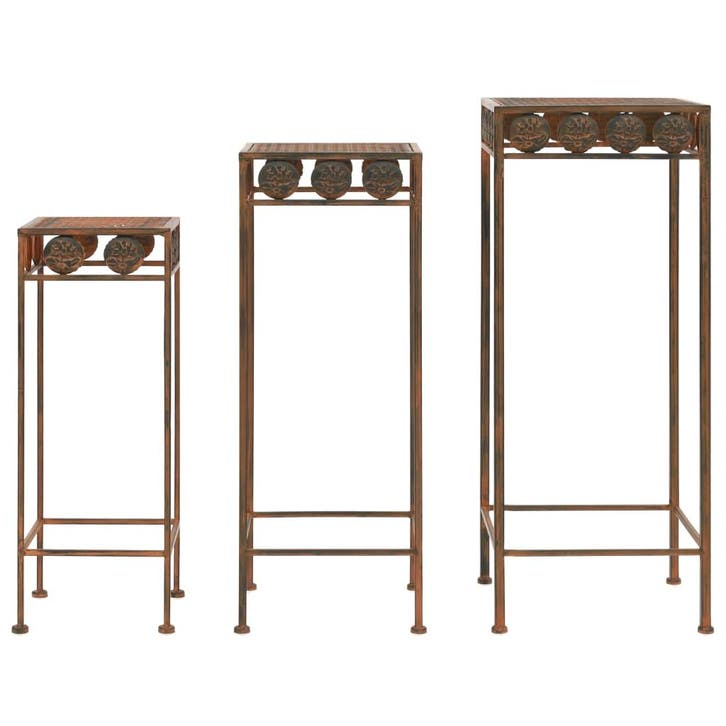 vidaXL Plantenstandaardset vintage stijl metaal roestkleur, Tuin en Terras, Bloembakken en Plantenbakken, Nieuw, Verzenden