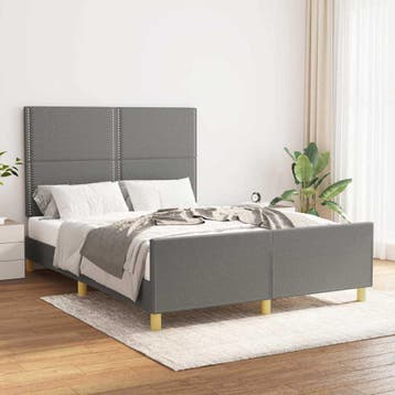 vidaXL Bedframe zonder matras stof donkergrijs 140x200 cm, Verzenden, Nieuw