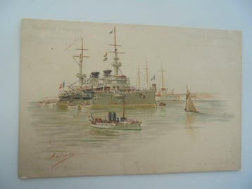 Schepen, Militair - De militaire marine - Ansichtkaart (42), Gelopen