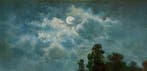 Egidio Riva (1866-1946) - Paesaggio lacustre al chiaro di