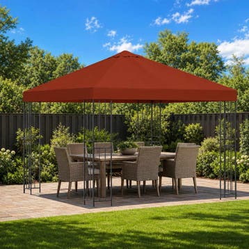 vidaXL Prieel 3 x 3 m Terracotta Polyester en Staal 190 gsm, Verzenden, Nieuw
