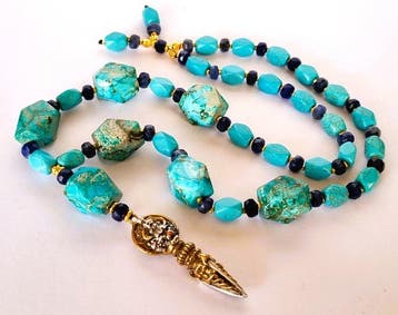 Lapis-lazuli & Turquoise - Halsketting - Dolk - Vajrakila-