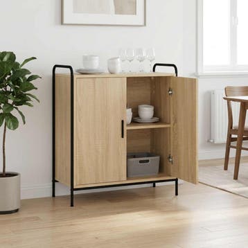 vidaXL Dressoir Sonoma Eiken 97 x 33 x 81 cm Bewerkt hout, Huis en Inrichting, Verzenden, Nieuw