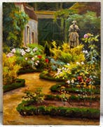 Charles Wislin (1852-1932) - Le jardin fleuri à Senlis -, Antiek en Kunst, Kunst | Schilderijen | Klassiek