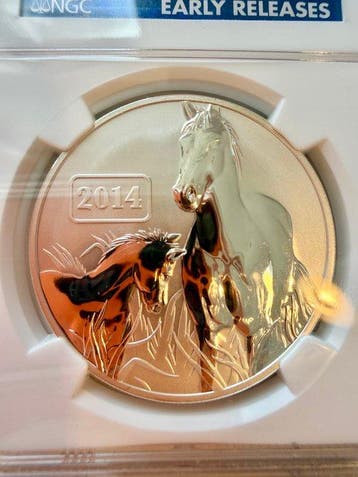 Tokelau. 5 Dollars 2014 Year of the Horse, Early Releases,
