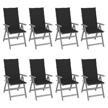 vidaXL Tuinstoelen 8 st verstelbaar met kussens acaciahout, Jardin & Terrasse, Verzenden