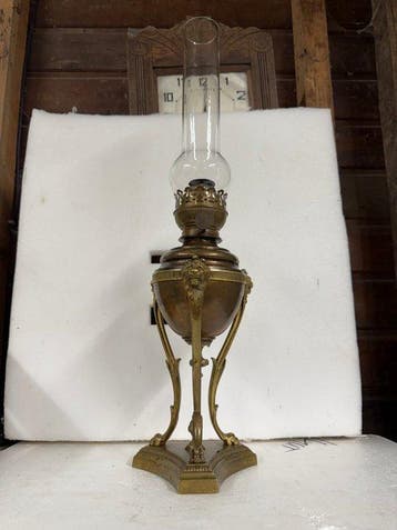 Athénienne lamp, Oil Lamp, 19th Century - Petroleumlamp -, Antiek en Kunst