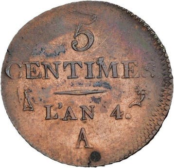 Frankrijk. 5 Centimes An 4-A Dupré (Zonder minimumprijs)