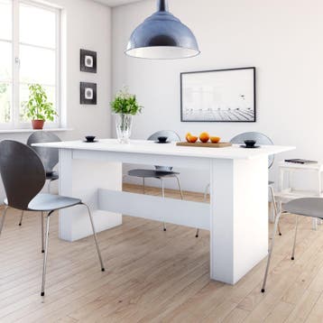 vidaXL Eettafel 180x90x76 cm bewerkt hout wit, Huis en Inrichting, Verzenden, Nieuw