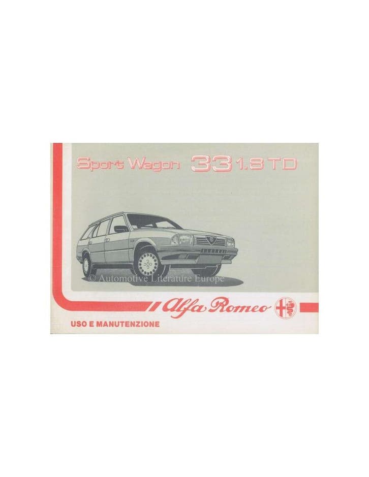1988 ALFA ROMEO 33 1.8 TD SPORT WAGON INSTRUCTIEBOEK, Autos : Divers, Modes d'emploi & Notices d'utilisation