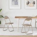 vidaXL Inklapbare stoel 2 pcs Zand 48 x 43,5 x 81 cm, Huis en Inrichting, Stoelen, Verzenden, Nieuw