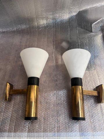 Stilnovo - Wandkandelaar (2) - Messing, Glas
