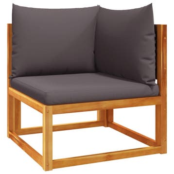 vidaXL Tuinhoekbank met kussens acaciahout & rotan, Tuin en Terras, Verzenden, Nieuw