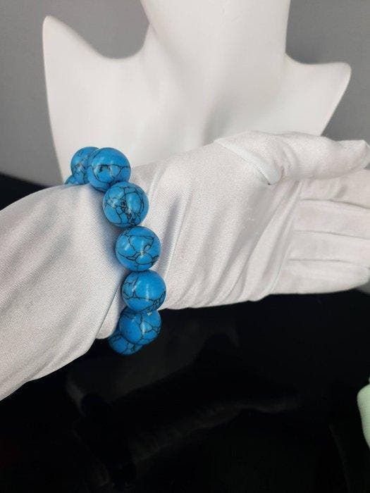 Natuurlijke turkoois edelsteen Circuit: 15,5 cm - 16 cm /, Verzamelen, Mineralen en Fossielen