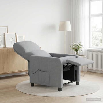 vidaXL Massage Relaxstoel Lichtgrijs Polyester, Verzenden