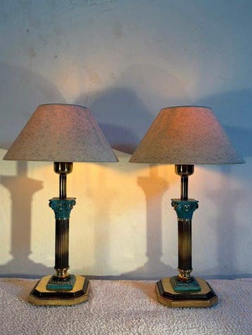 Bejorama Lighting - Lampe de table (2) - Empire - Laiton,, Antiquités & Art