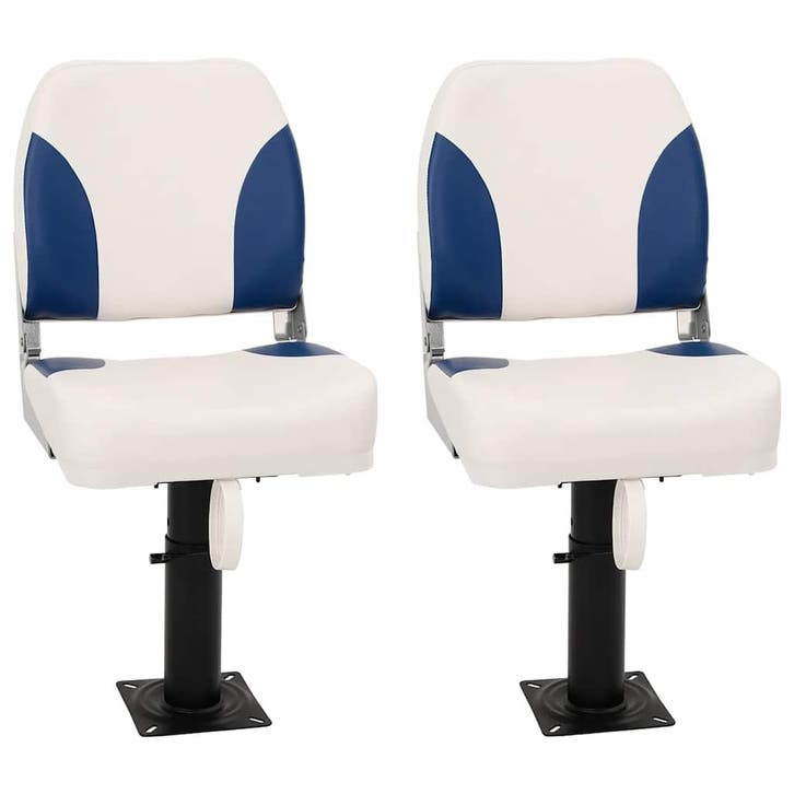 vidaXL Bootstoel 2 set inklapbaar 41x36x48 cm blauw en wit, Sports nautiques & Bateaux, Accessoires navigation, Envoi