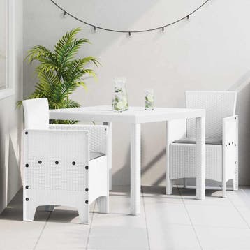 vidaXL Tuin Eettafel Set 3 st Wit Polypropyleen, Verzenden, Nieuw