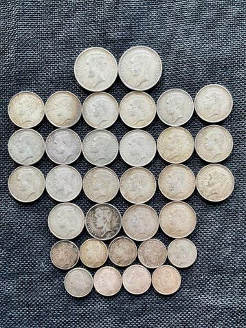 België. 1866–1909 Lot 23 zilveren munten: 50 centiem, 1 en 2
