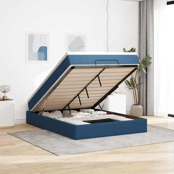 vidaXL Ottoman bed met matras 140x200cm stof blauw, Verzenden