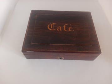 Coffret boite à couverts café en marqueterie Boulle époque