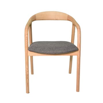 Didier armstoel hout, antraciet kussen (nieuw, A-keuze), Nieuw, Hout
