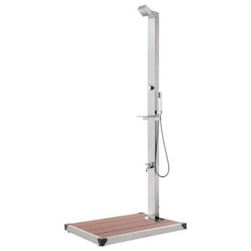 vidaXL Buitendouche met bruine basis 225 cm roestvrij staal, Verzenden, Nieuw