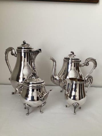 Christofle - Koffie- en theeservies (4) - Verzilverd, Antiek en Kunst