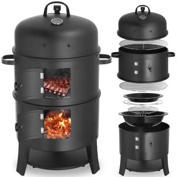 3-in-1 rookvat, 2 grillroosters, thermometer en luchtafvoer, Verzenden