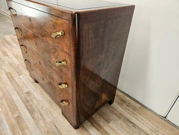 Commode - Commode Art Deco van walnotenhout met blad van