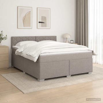 vidaXL Boxspringbed met matras en LED Taupe 180 x 200 cm, Verzenden, Nieuw