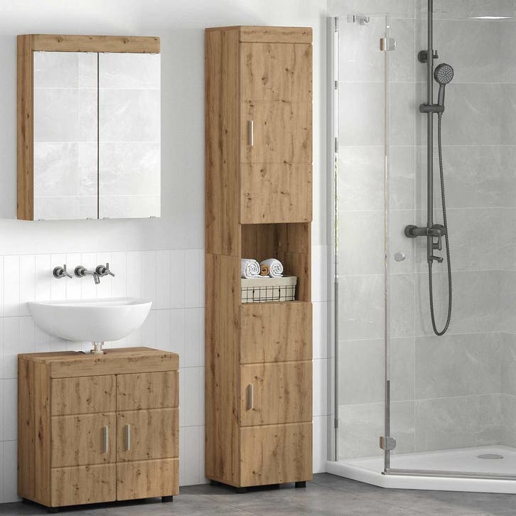 vidaXL Badkamerkast set TULUM Artisan Eiken 37 x 31,5 x 203, Huis en Inrichting, Tafels | Kaptafels, Nieuw, Verzenden