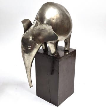 Vintage brutalistische olifant van plaatmetaal, mid-century, Verzenden, Nieuw