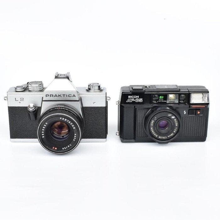 Ricoh en Praktica AF-35 + Rikenon 2,8/38mm en L2 + Pentacon, Audio, Tv en Foto, Fotocamera's Analoog