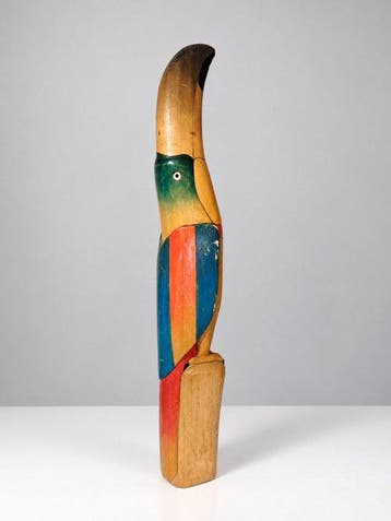 Sculpture, Tucano - 98 cm - Bois polychrome, Antiquités & Art