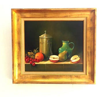 Rinus Manschot (XXI) - Stilleven met appeldelen., Antiek en Kunst