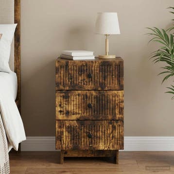 vidaXL Nachtkastje Gerookt eiken 43 x 41 x 66,5 cm Bewerkt, Verzenden, Nieuw