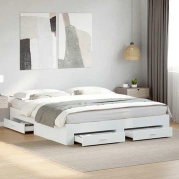 vidaXL Bedframe met lades bewerkt hout wit 180x200 cm, Huis en Inrichting, Slaapkamer | Bedden, Verzenden, Nieuw