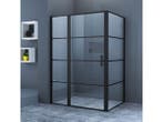 Veiling - Douchecabine  140x90  Mat Zwart  Rechthoek  Draaid, Nieuw