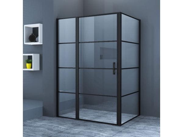 Veiling - Douchecabine  140x90  Mat Zwart  Rechthoek  Draaid, Doe-het-zelf en Bouw, Sanitair