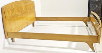 Bed - Hout, Messing - Design Italia 1950