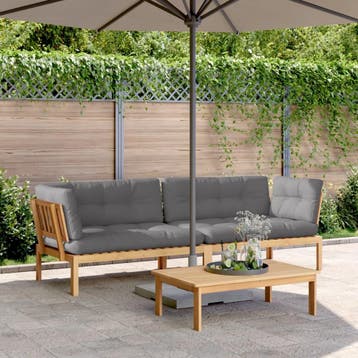 vidaXL Tuinhoekbanken 2 st pallet met kussens massief, Verzenden, Nieuw