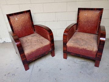 Fauteuil (2) - Canvas - een paar Art Deco-stoelen