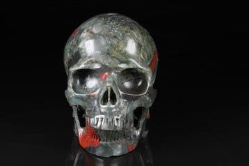 Memento Mori, Gedetailleerde Bloedsteen Gesneden schedel - -