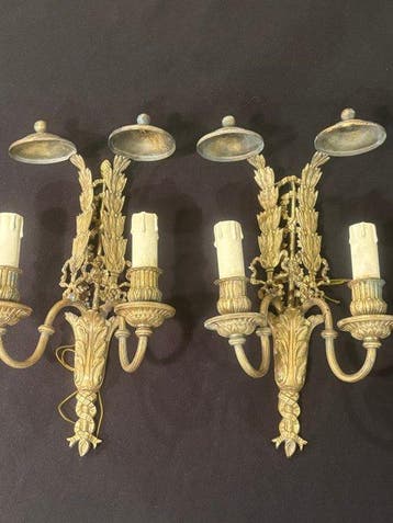 Wandkandelaar (2) - Verguld brons - neoclassistische stijl