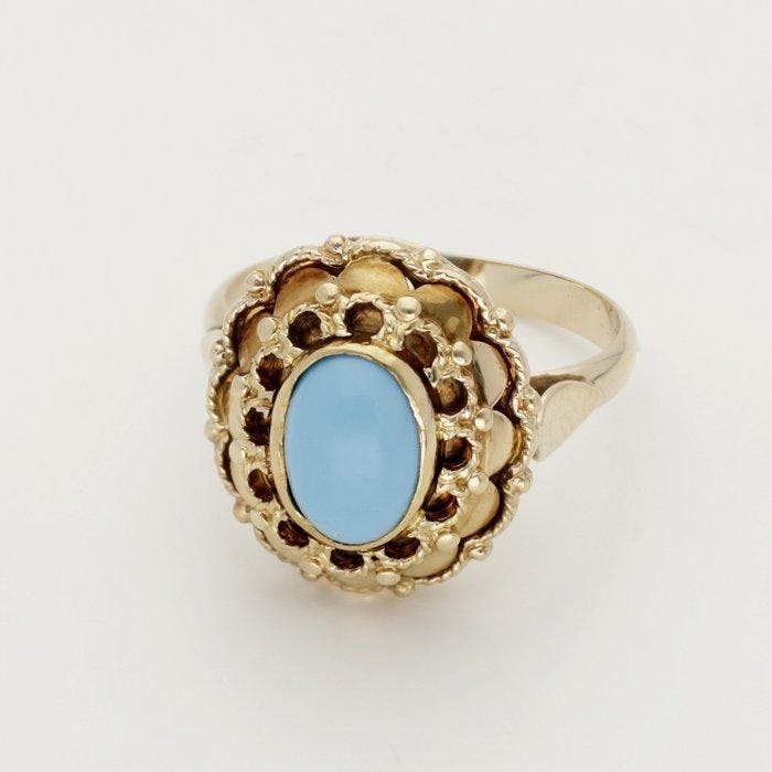 Bague - 14 carats Or jaune Turquoise, Bijoux, Sacs & Beauté, Bagues