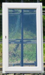 pvc raam , chassis , venster 80 x 139  creme / antraciet, 75 tot 150 cm, Kunststof, Raamkozijn, Nieuw