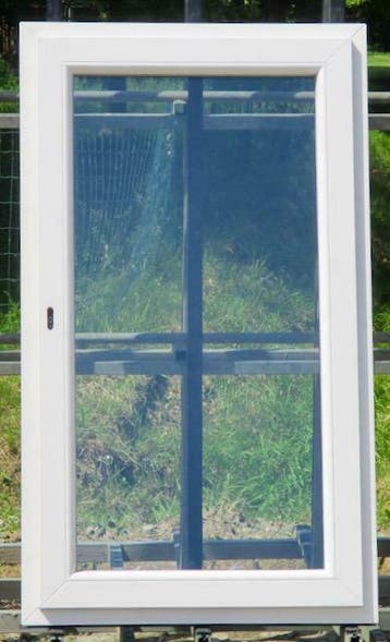 pvc raam , chassis , venster 80 x 139  creme / antraciet, Doe-het-zelf en Bouw, 75 tot 150 cm, Kunststof, Raamkozijn, Nieuw