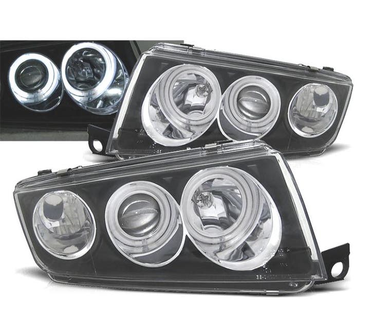 PHARES SKODA FABIA 99-07 ANGEL EYES FOND NOIR, Autos : Pièces & Accessoires, Éclairage, Envoi